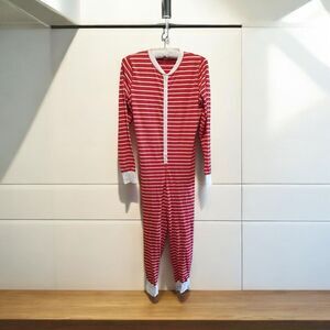 J. Crew Factory‎ Women's Medium Red White Striped Long Sleeve Union Suit Pajama